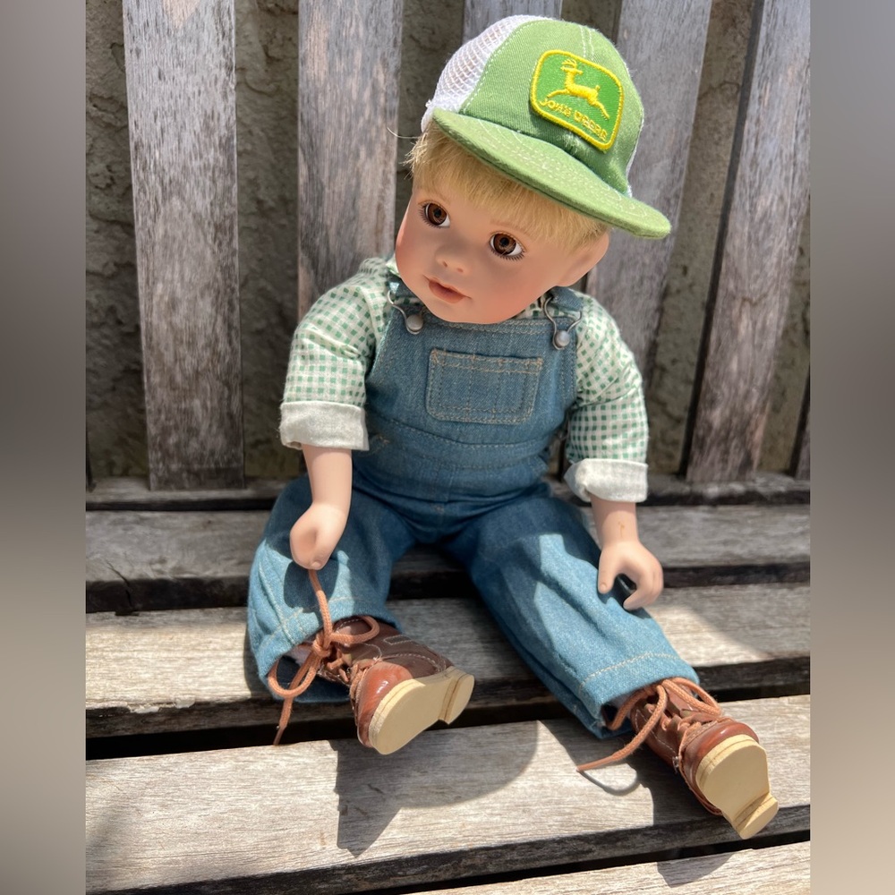 John Deere Doll Collectible Toy Boy Overalls Farmer 12” Vintage Danbury Mint